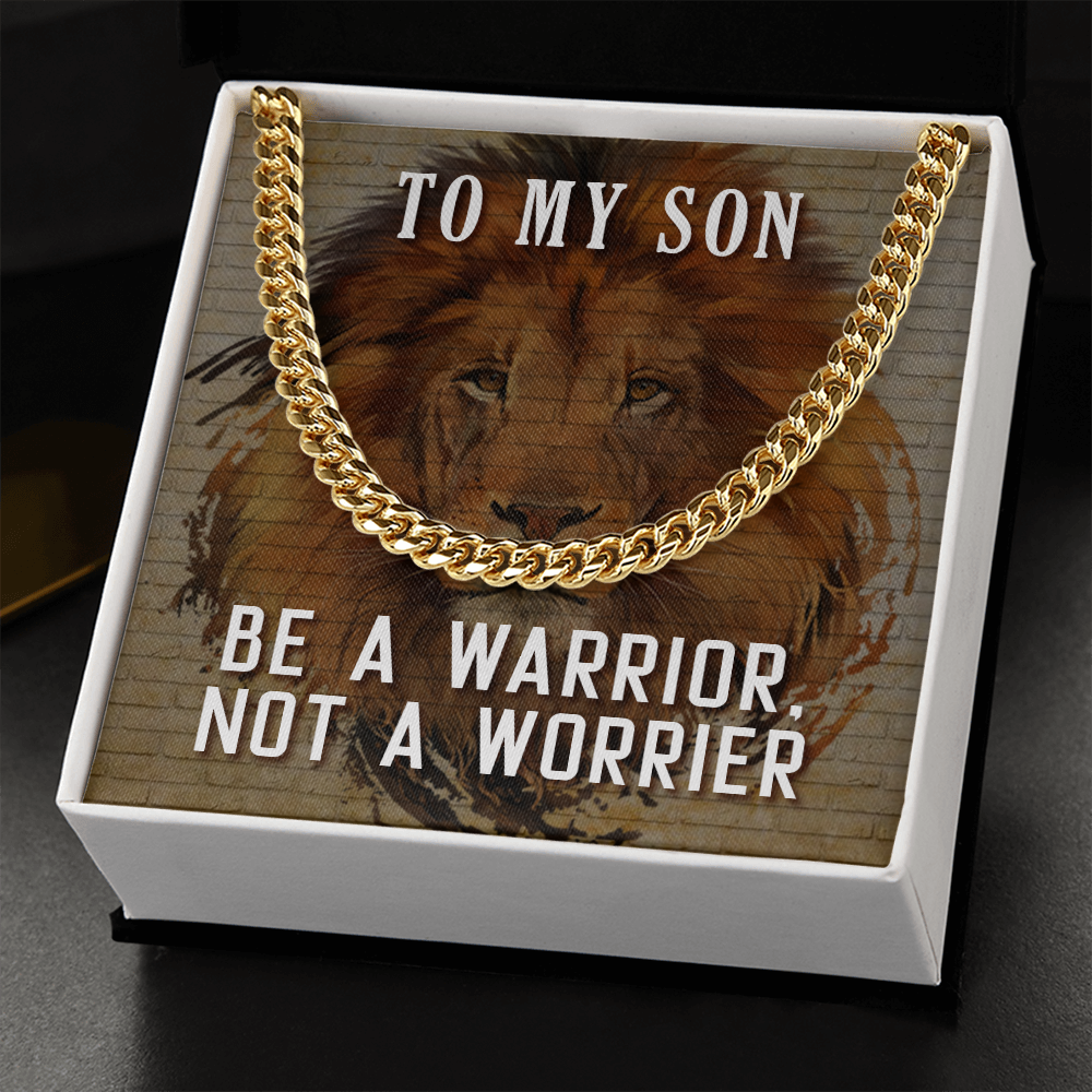 Son - Be A Warrior Not A Worrier |- Cuban Link Chain Necklaces - The Shoppers Outlet