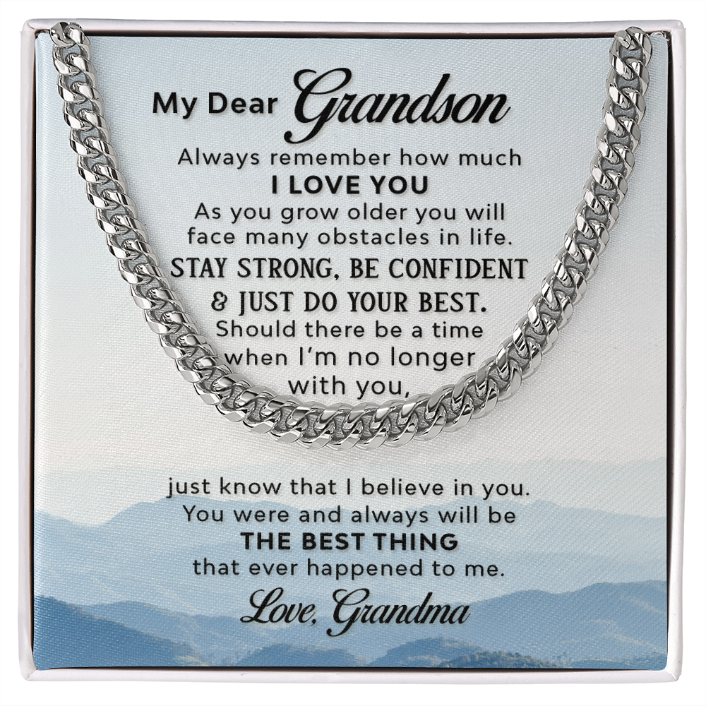 Grandson - I Love You - Cuban Link Chain Necklaces - The Shoppers Outlet