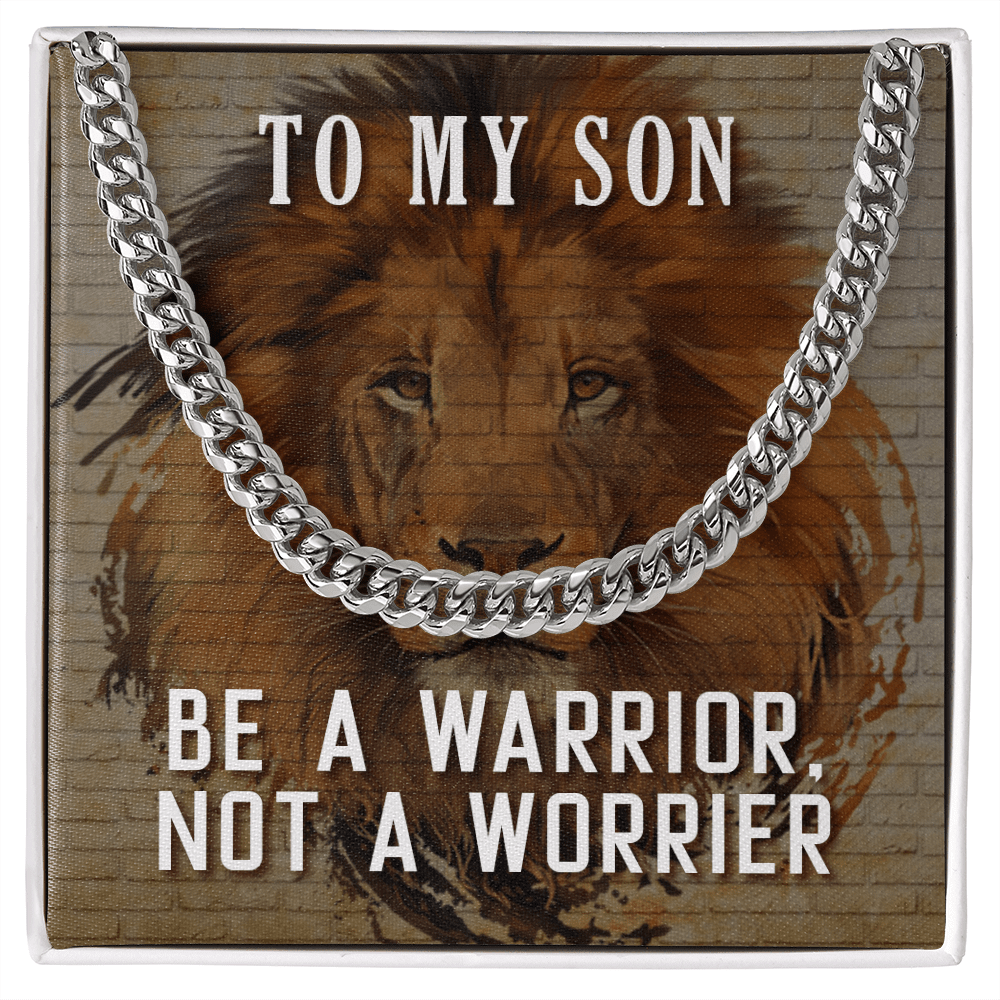 Son - Be A Warrior Not A Worrier |- Cuban Link Chain Necklaces - The Shoppers Outlet