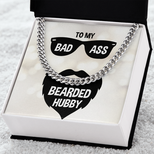 Husband - Bad Ass  Bearded Hubby - Cuban Link Chain Necklaces - The Shoppers Outlet