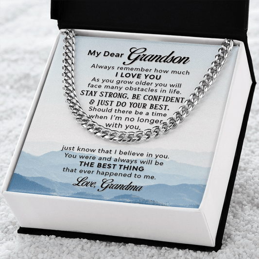 Grandson - I Love You - Cuban Link Chain Necklaces - The Shoppers Outlet