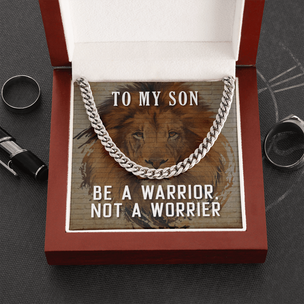 Son - Be A Warrior Not A Worrier |- Cuban Link Chain Necklaces - The Shoppers Outlet