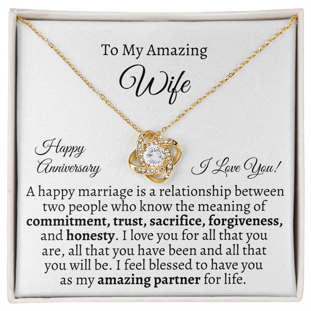 Wife - Happy Anniversary - Gift For Wife - A Happy Marriage Is - Love Knot Necklaces - The Shoppers Outlet