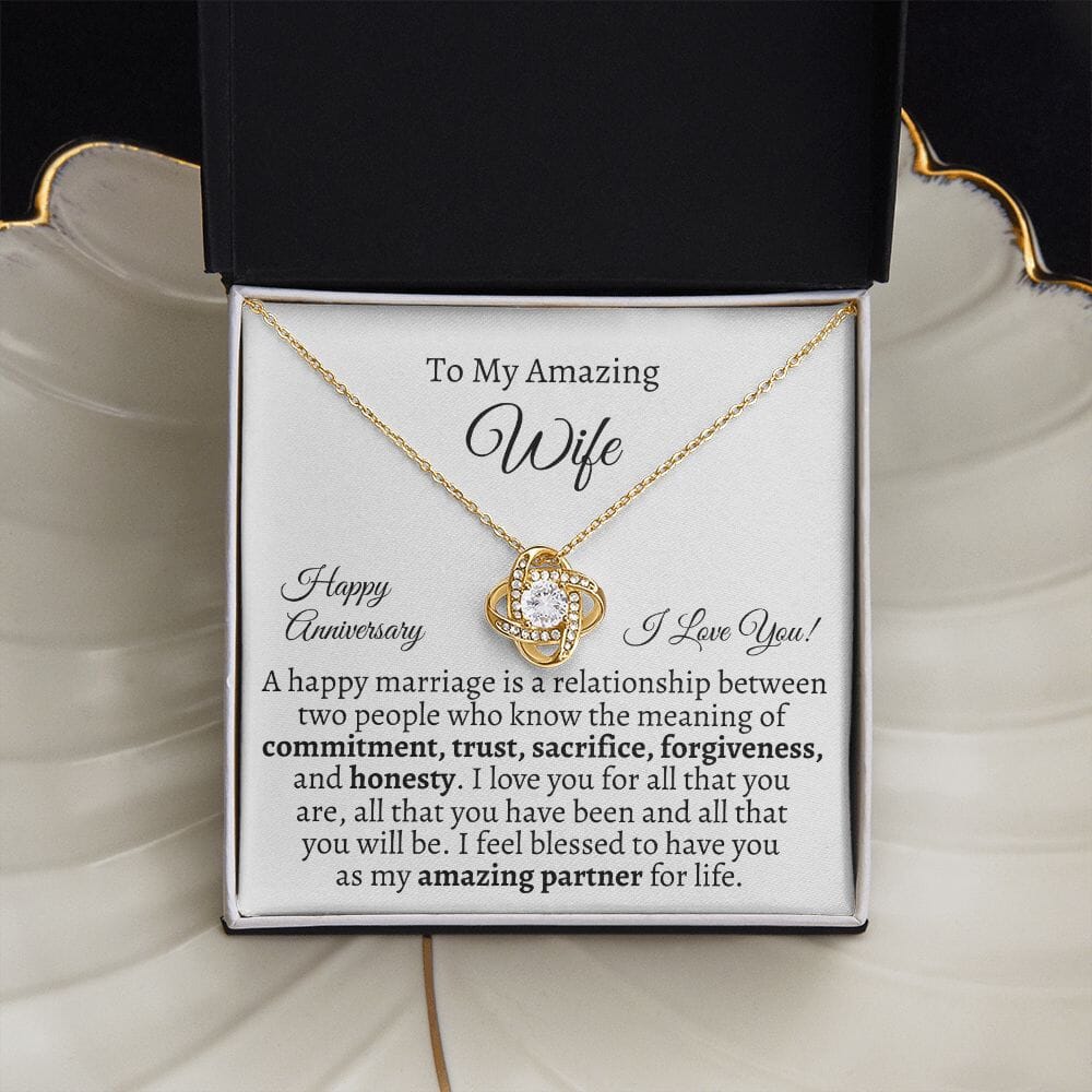 Wife - Happy Anniversary - Gift For Wife - A Happy Marriage Is - Love Knot Necklaces - The Shoppers Outlet