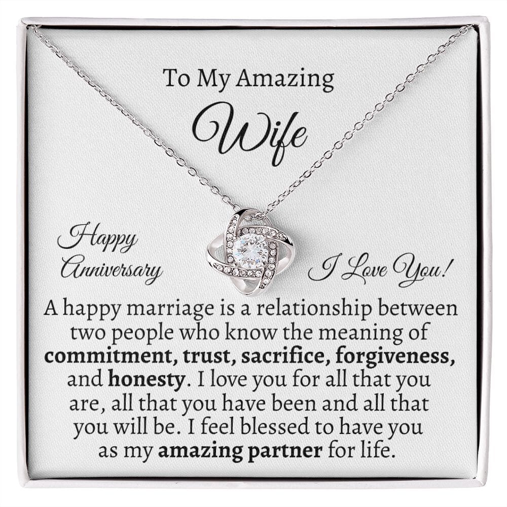 Wife - Happy Anniversary - Gift For Wife - A Happy Marriage Is - Love Knot Necklaces - The Shoppers Outlet