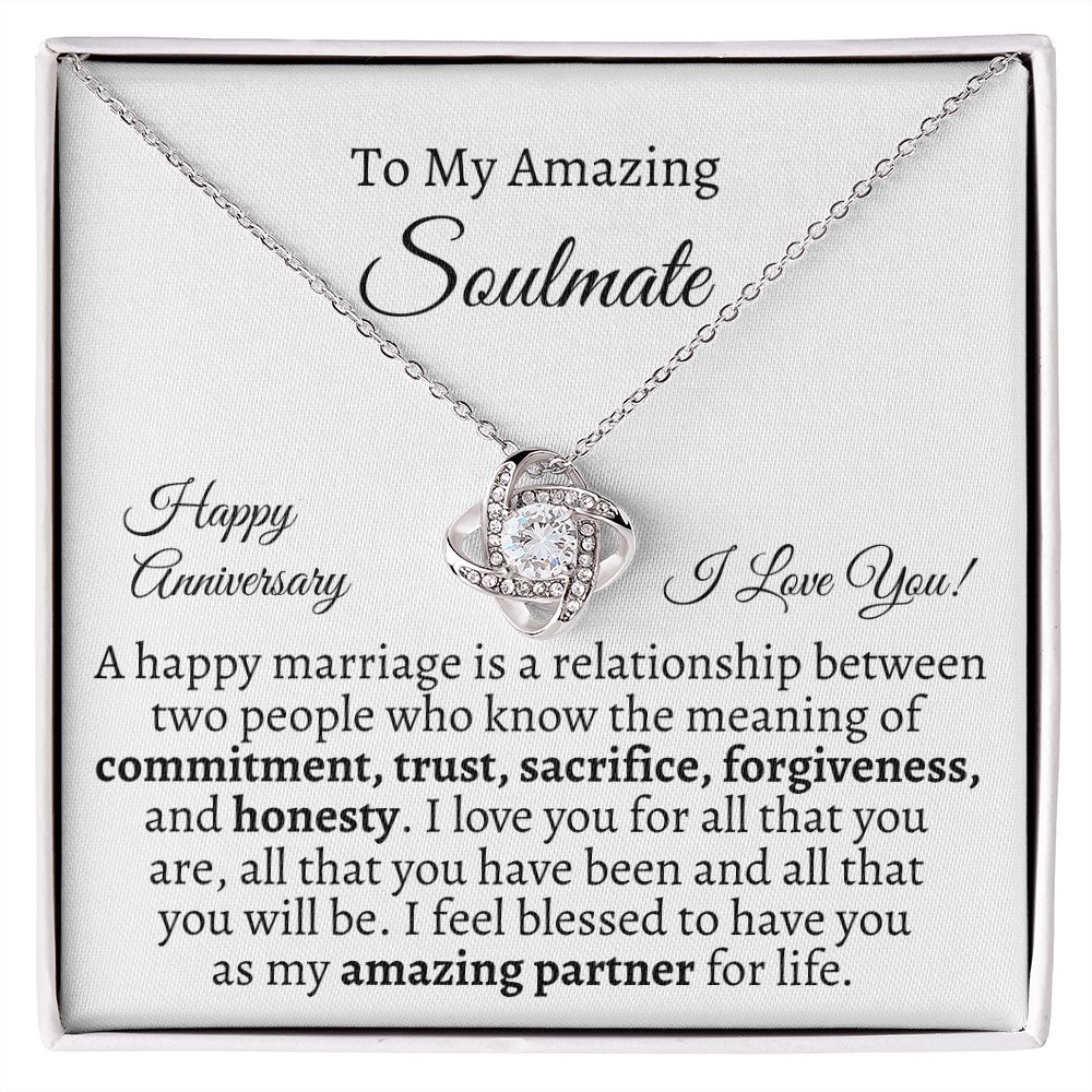 Soulmate - Happy Anniversary - Gift For Soulmate - A Happy Marriage Is - Love Knot Necklaces - The Shoppers Outlet