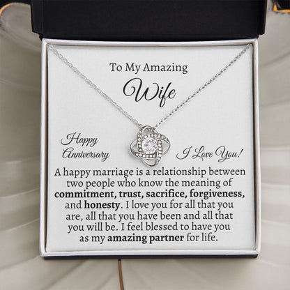 Wife - Happy Anniversary - Gift For Wife - A Happy Marriage Is - Love Knot Necklaces - The Shoppers Outlet