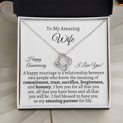 Gift For Wife - Happy Anniversary - Gift For Wife - A Happy Marriage Is - Love Knot Necklaces - The Shoppers Outlet