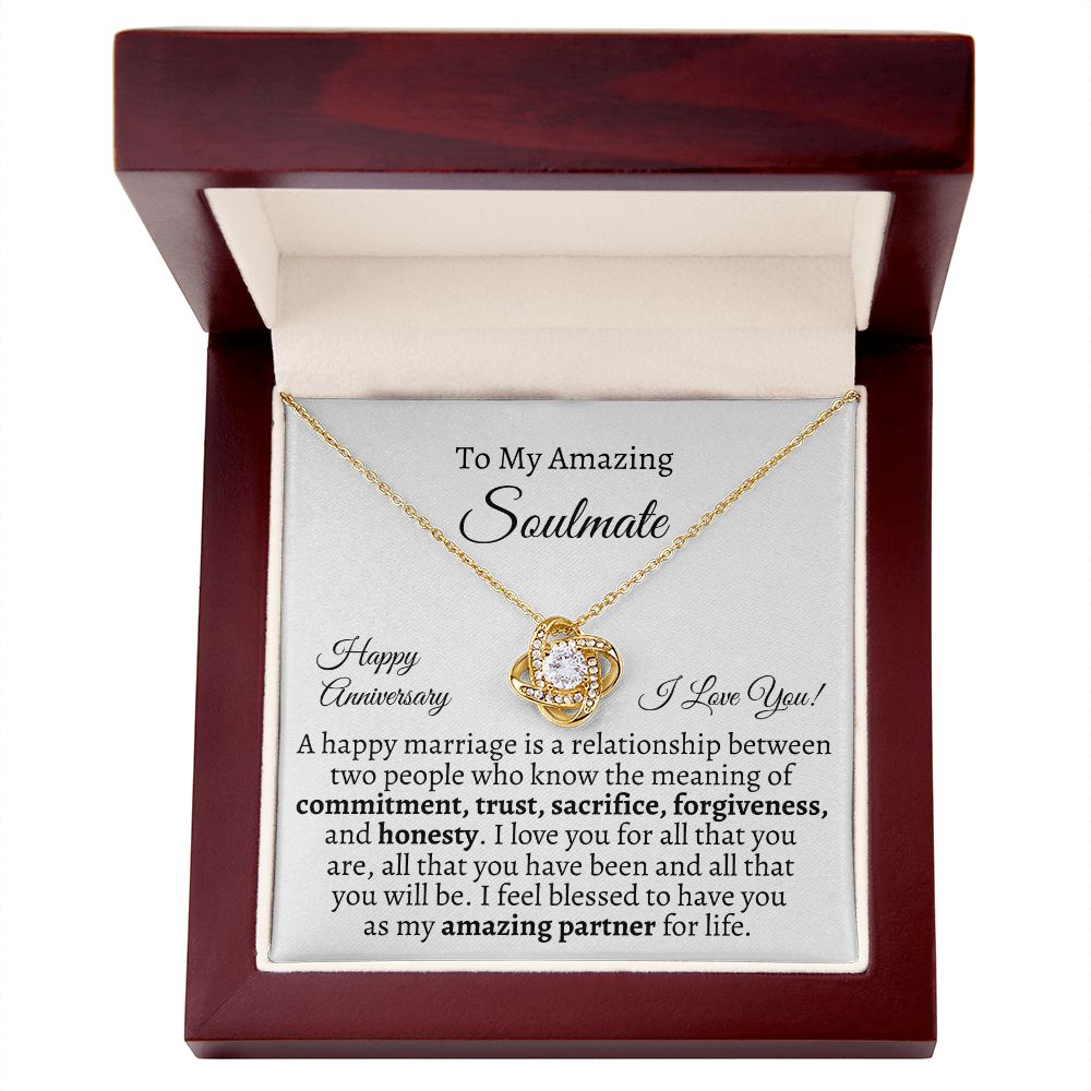 Soulmate - Happy Anniversary - Gift For Soulmate - A Happy Marriage Is - Love Knot Necklaces - The Shoppers Outlet