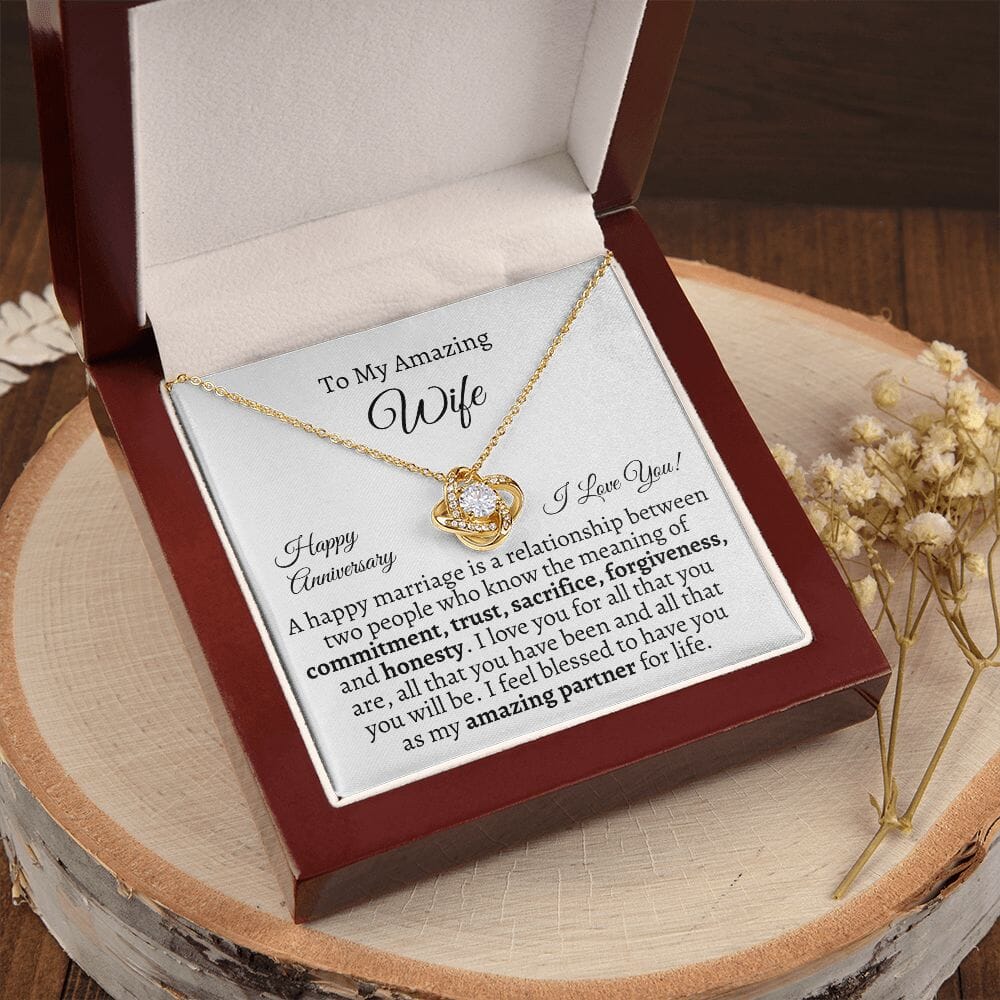 Wife - Happy Anniversary - Gift For Wife - A Happy Marriage Is - Love Knot Necklaces - The Shoppers Outlet