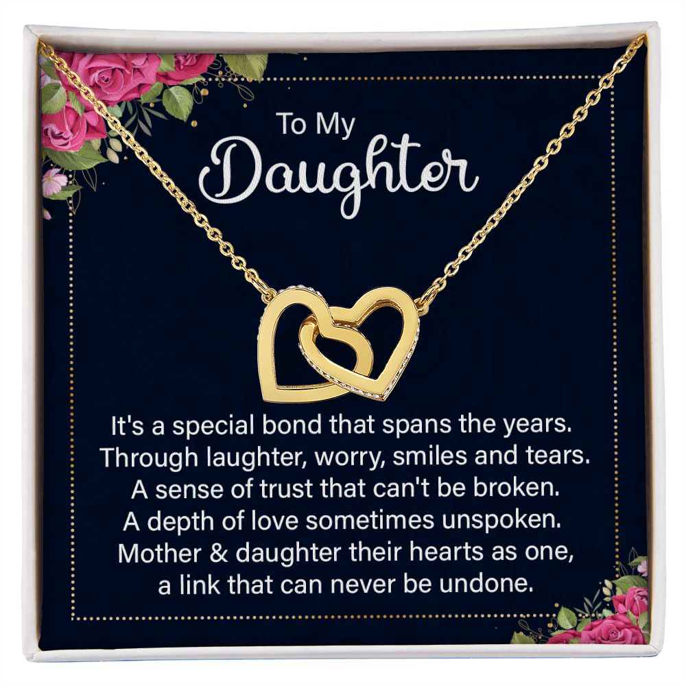 Daughter - A Special Bond - Happy Birthday - Interlocking Hearts Necklaces - The Shoppers Outlet