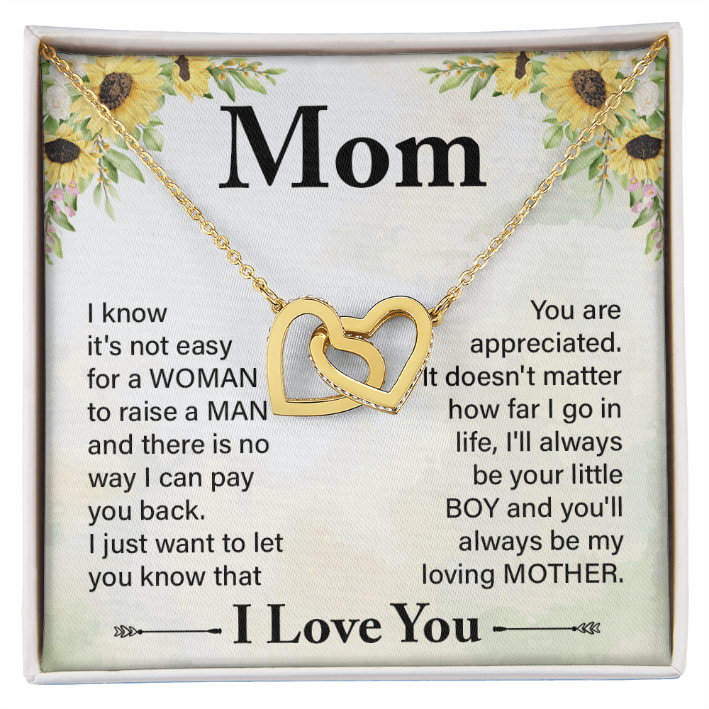 Mom - I Know It's Not Easy - Interlocking Hearts Necklaces - The Shoppers Outlet
