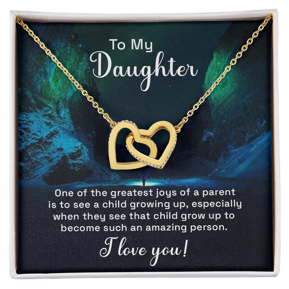 Daughter - One Of The Greatest Joys - Interlocking Hearts Necklaces - The Shoppers Outlet