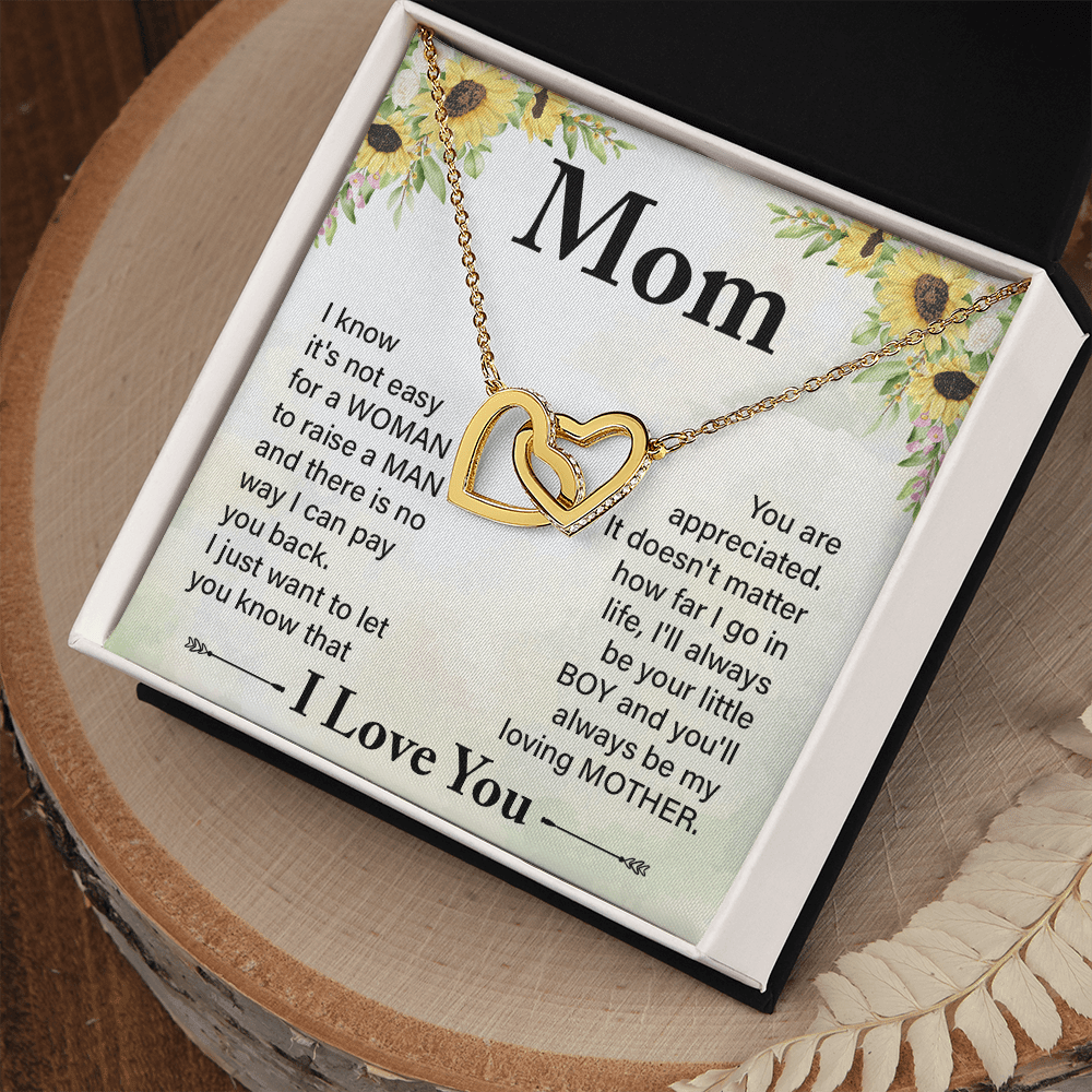 Mom - I Know It's Not Easy - Interlocking Hearts Necklaces - The Shoppers Outlet