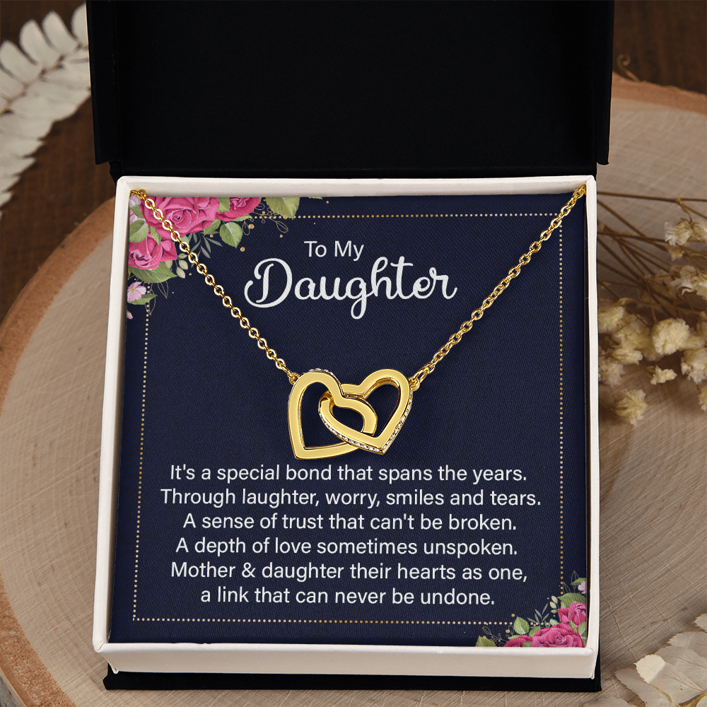 Daughter - A Special Bond - Happy Birthday - Interlocking Hearts Necklaces - The Shoppers Outlet