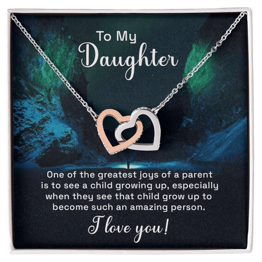 Daughter - One Of The Greatest Joys - Interlocking Hearts Necklaces - The Shoppers Outlet