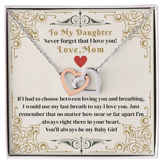 Daughter - Never Forget I Love You - Interlocking Hearts Necklaces - The Shoppers Outlet