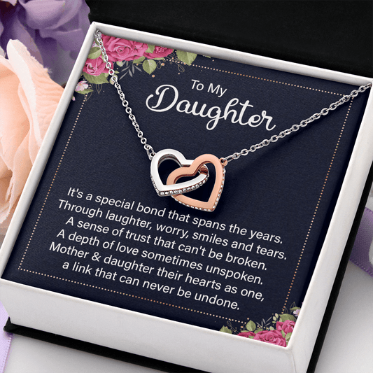 Daughter - A Special Bond - Happy Birthday - Interlocking Hearts Necklaces - The Shoppers Outlet