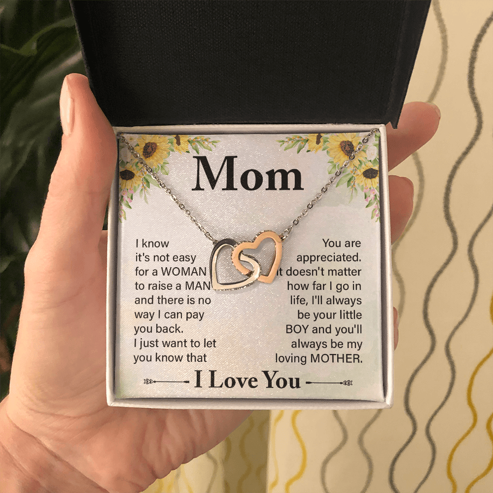 Mom - I Know It's Not Easy - Interlocking Hearts Necklaces - The Shoppers Outlet