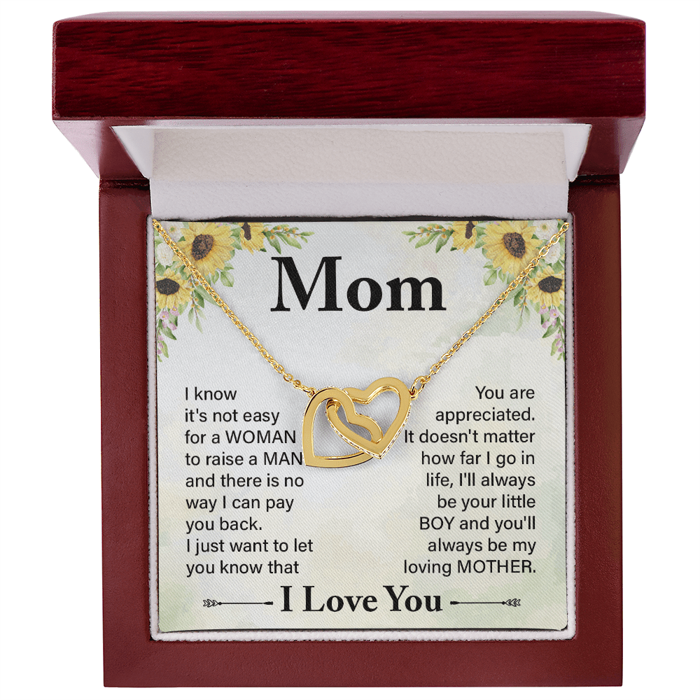 Mom - I Know It's Not Easy - Interlocking Hearts Necklaces - The Shoppers Outlet