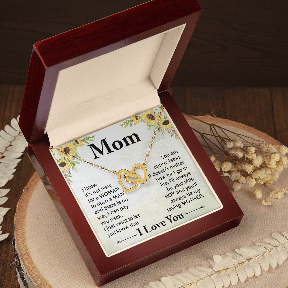 Mom - I Know It's Not Easy - Interlocking Hearts Necklaces - The Shoppers Outlet