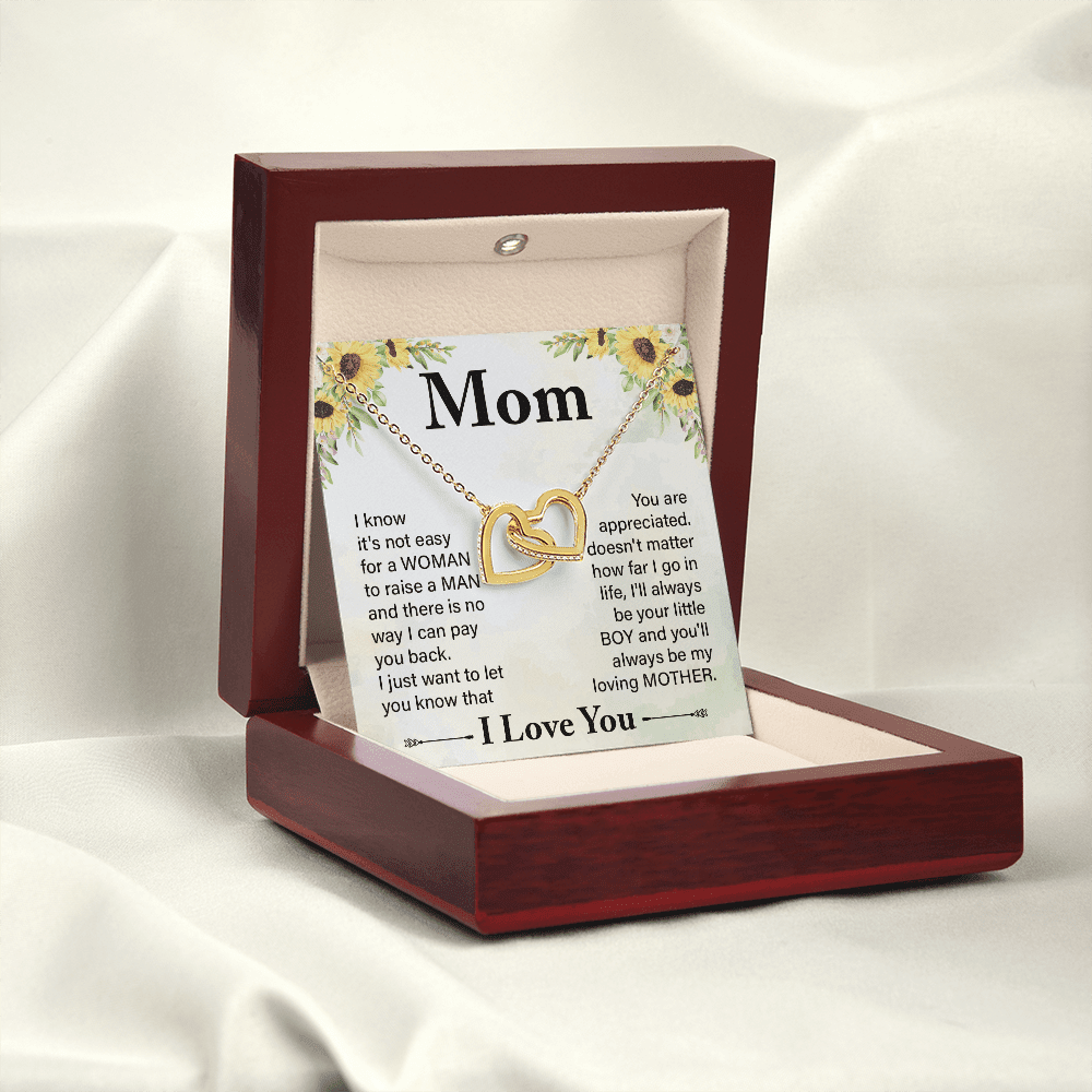 Mom - I Know It's Not Easy - Interlocking Hearts Necklaces - The Shoppers Outlet