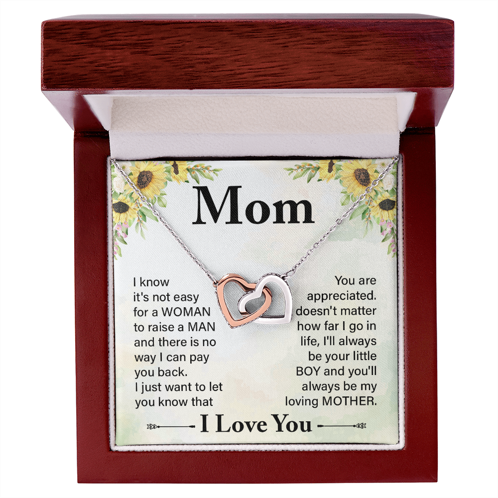 Mom - I Know It's Not Easy - Interlocking Hearts Necklaces - The Shoppers Outlet