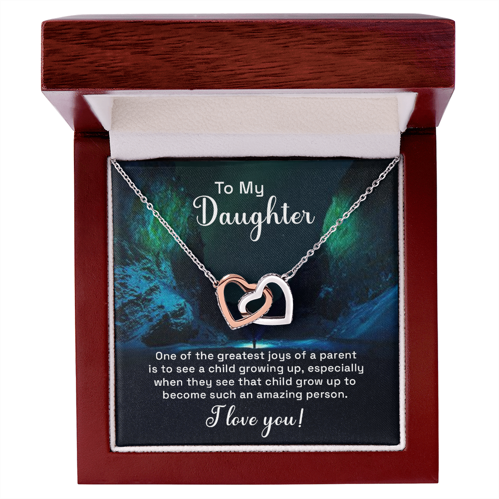 Daughter - One Of The Greatest Joys - Interlocking Hearts Necklaces - The Shoppers Outlet