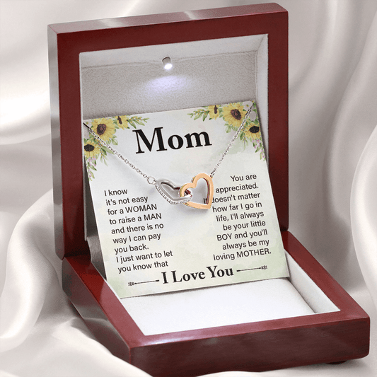 Mom - I Know It's Not Easy - Interlocking Hearts Necklaces - The Shoppers Outlet