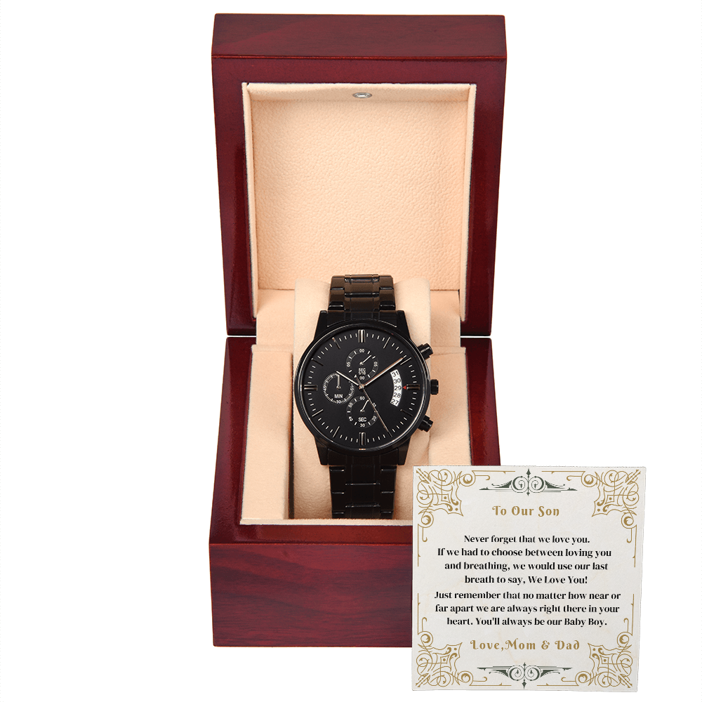 Son - We Love You - Black Chronograph Watch - The Shoppers Outlet