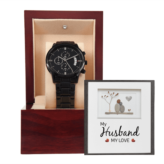 Husband - My Husband My Love - Black Chronograph Watch - The Shoppers Outlet