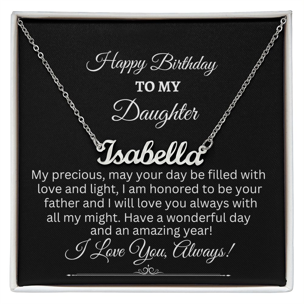 Daughter - Gift For Daughter - Happy Birthday - Gift From Dad - Personalized Name Necklaces - The Shoppers Outlet