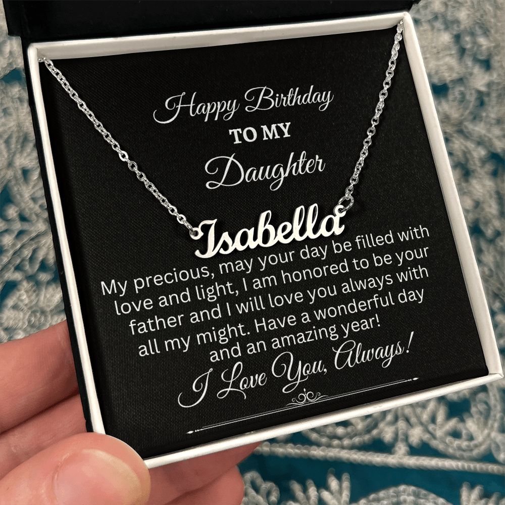 Daughter - Gift For Daughter - Happy Birthday - Gift From Dad - Personalized Name Necklaces - The Shoppers Outlet