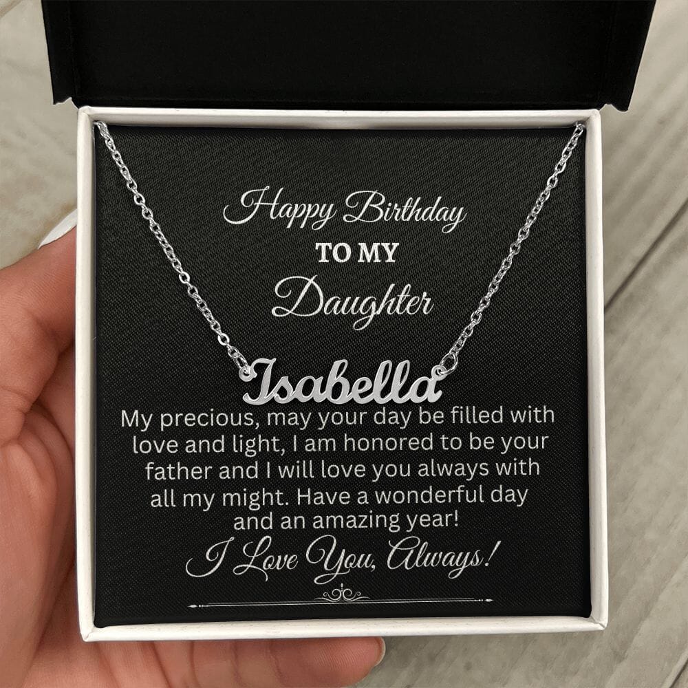 Daughter - Gift For Daughter - Happy Birthday - Gift From Dad - Personalized Name Necklaces - The Shoppers Outlet