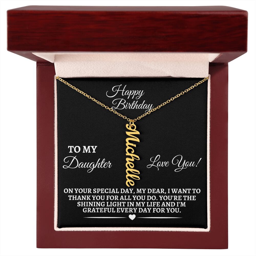 Gift For Daughter - On Your Special Day - Happy Birthday - Personalized Vertical Name Necklaces - The Shoppers Outlet