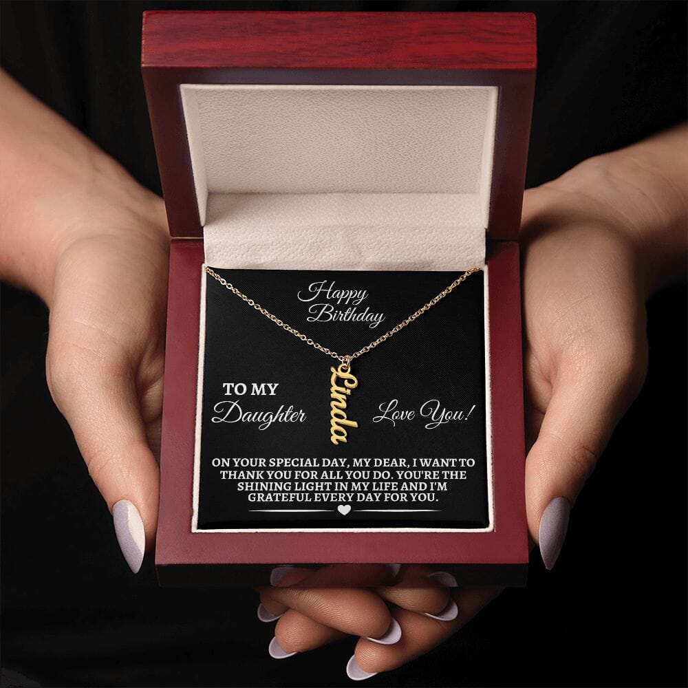 Gift For Daughter - On Your Special Day - Happy Birthday - Personalized Vertical Name Necklaces - The Shoppers Outlet